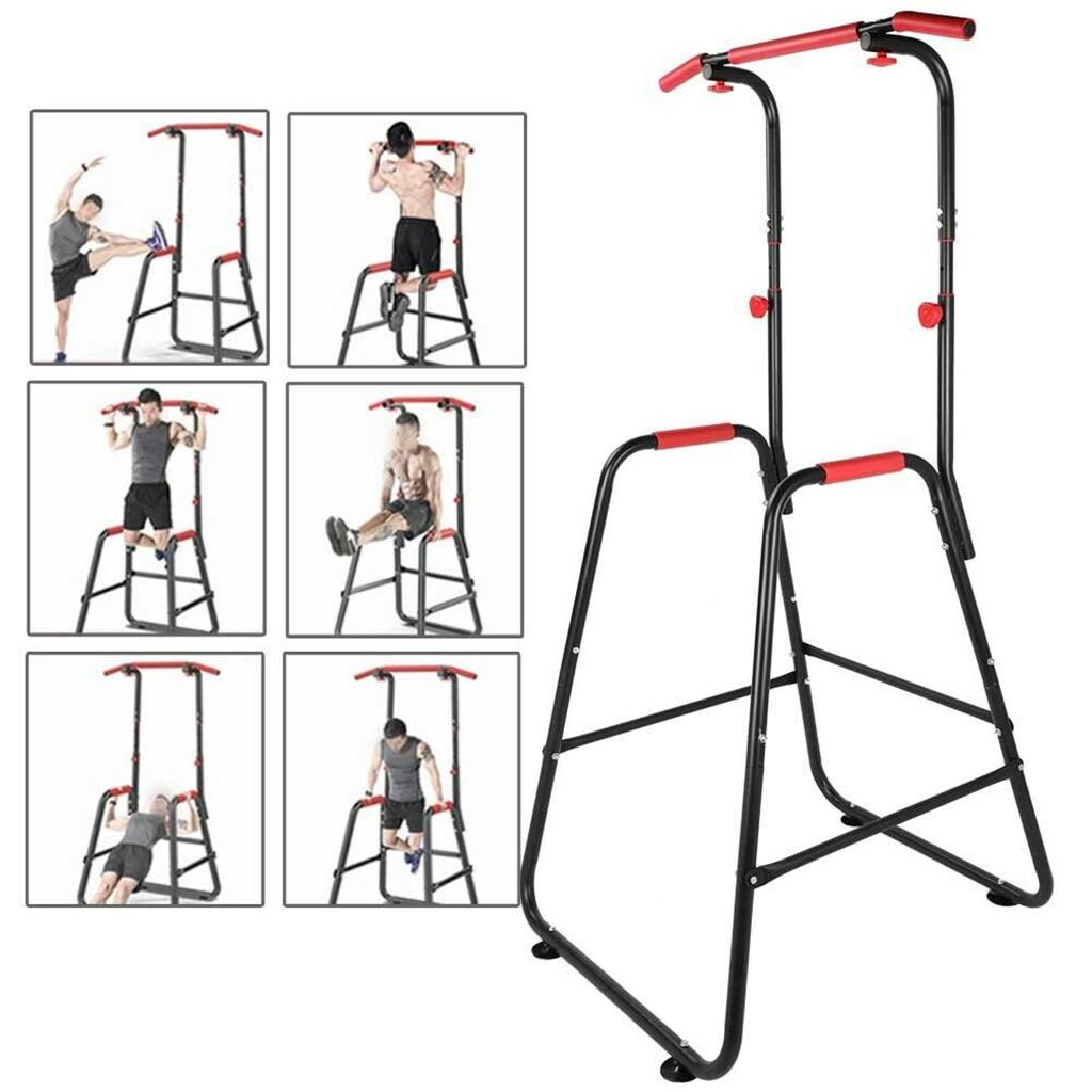 Adjustable Chin Up Stand Pull Up Bar Dip Power Tower Home Gym Fitness Workout