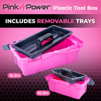 Pink Tool Box for Women - Sewing, Art & Craft Organizer Small & LarPlastic Tool Box with Handle - Pink Toolbox Sewing Tool StoraBox - Portable Mini LocTool Boxes (2 Pack)