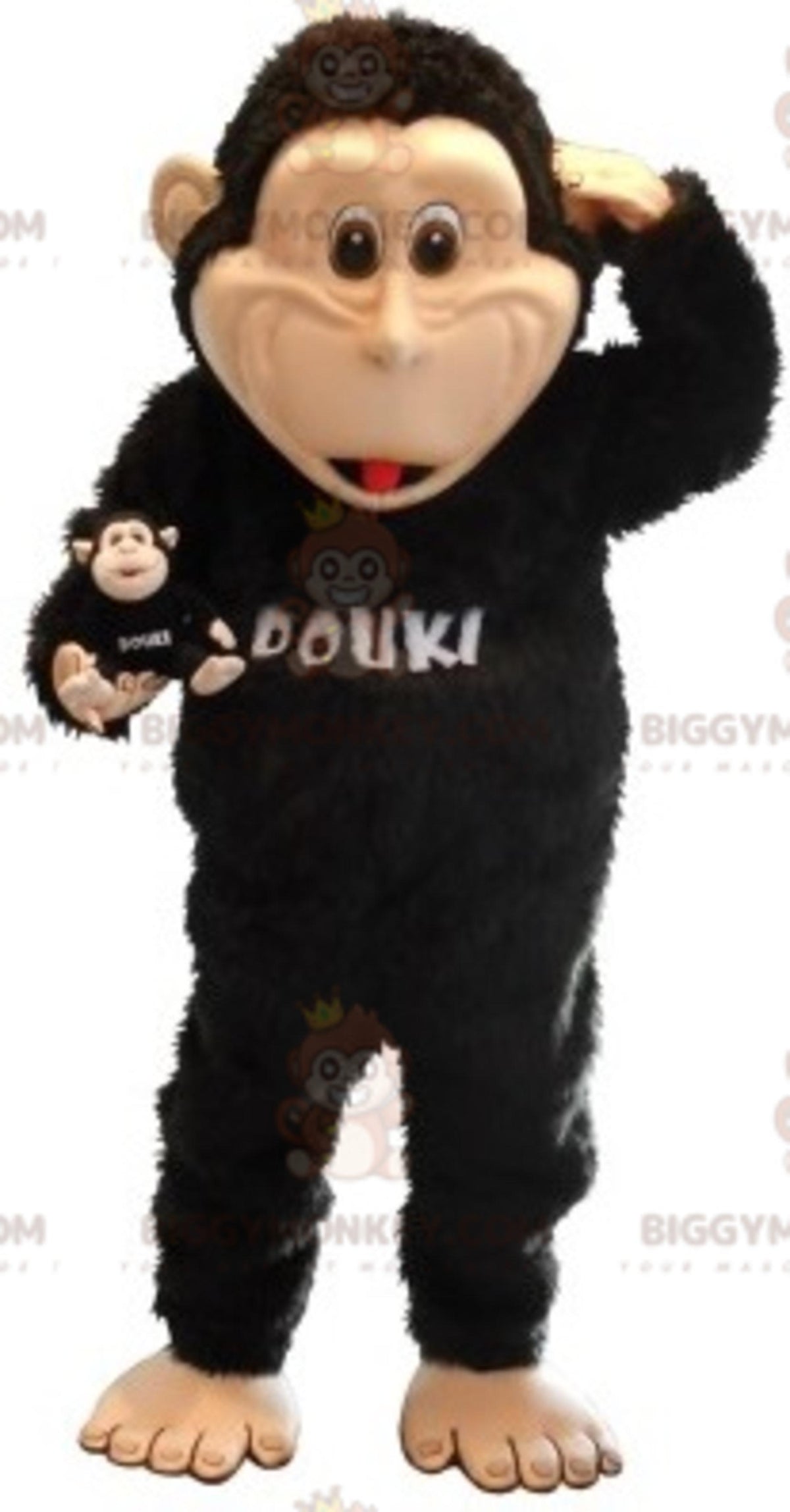 Black and Tan Monkey BIGGYMONKEYMascot Costume. BIGGYMONKEYDouki Mascot Costume