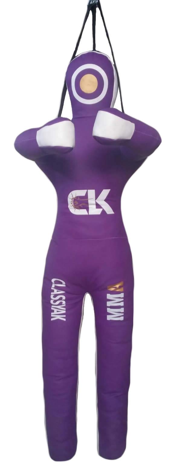 QUADRO MMA Martial Arts Grappling Dummy Jiu Jitsu Punching Bag Purple With Hanging Strap - 70 inches