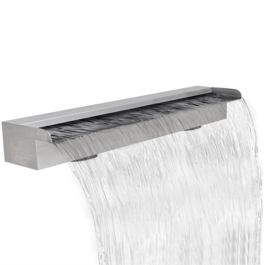 vidaXL Rectangular Waterfall Pool Fountain Stainless Steel 35.4"