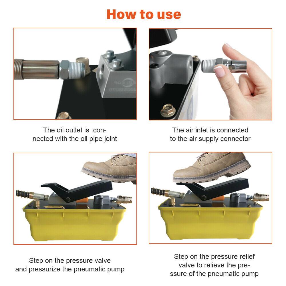 700bar 1.6L Air Hydraulic Pump Foot Operated Pump With 2M High Pressure Tubing