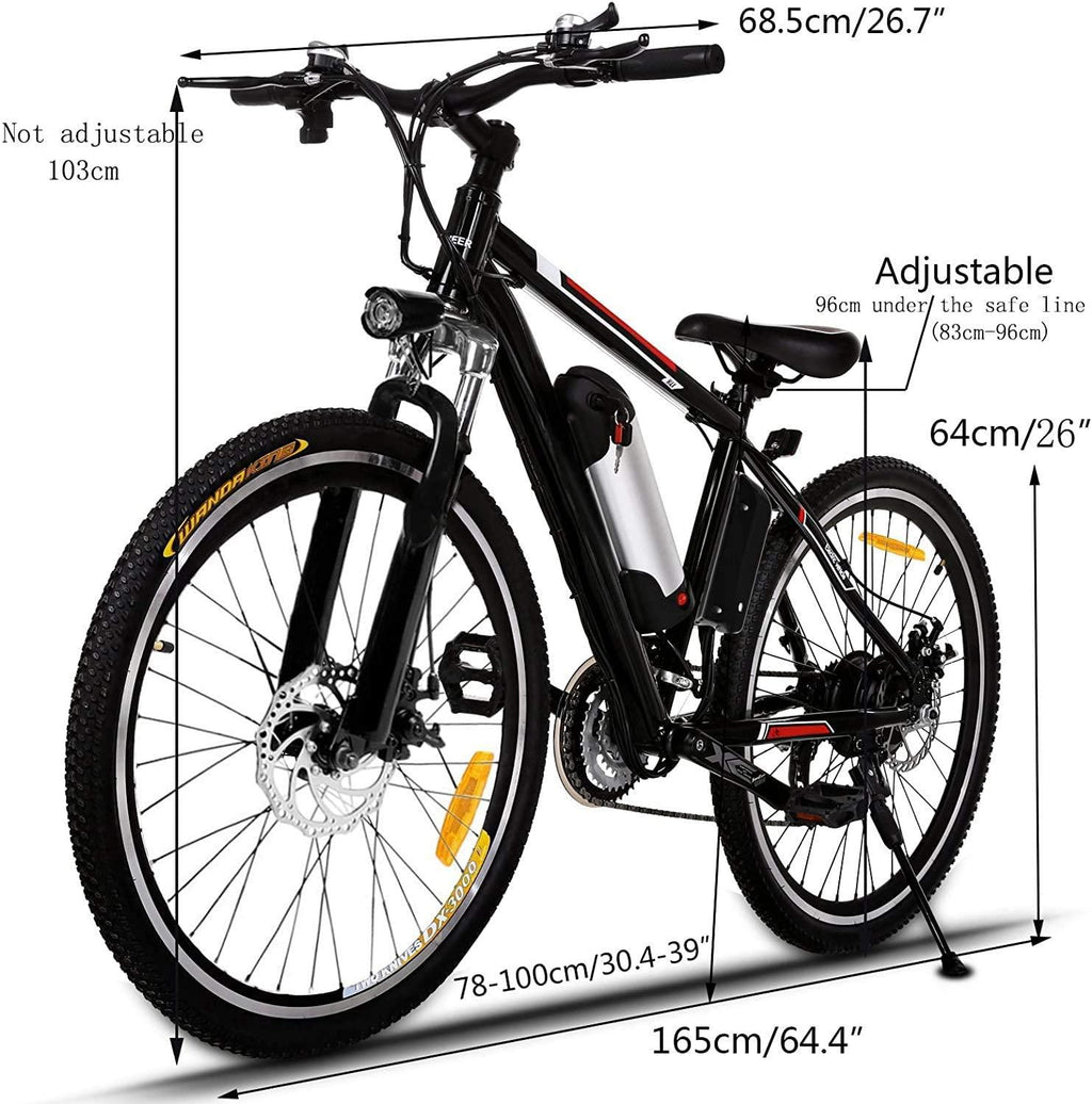 26" Electric Bik Mountain E-Bike 21 Speed 36V 8A Lithium Battery Electric Bicycle for Adult