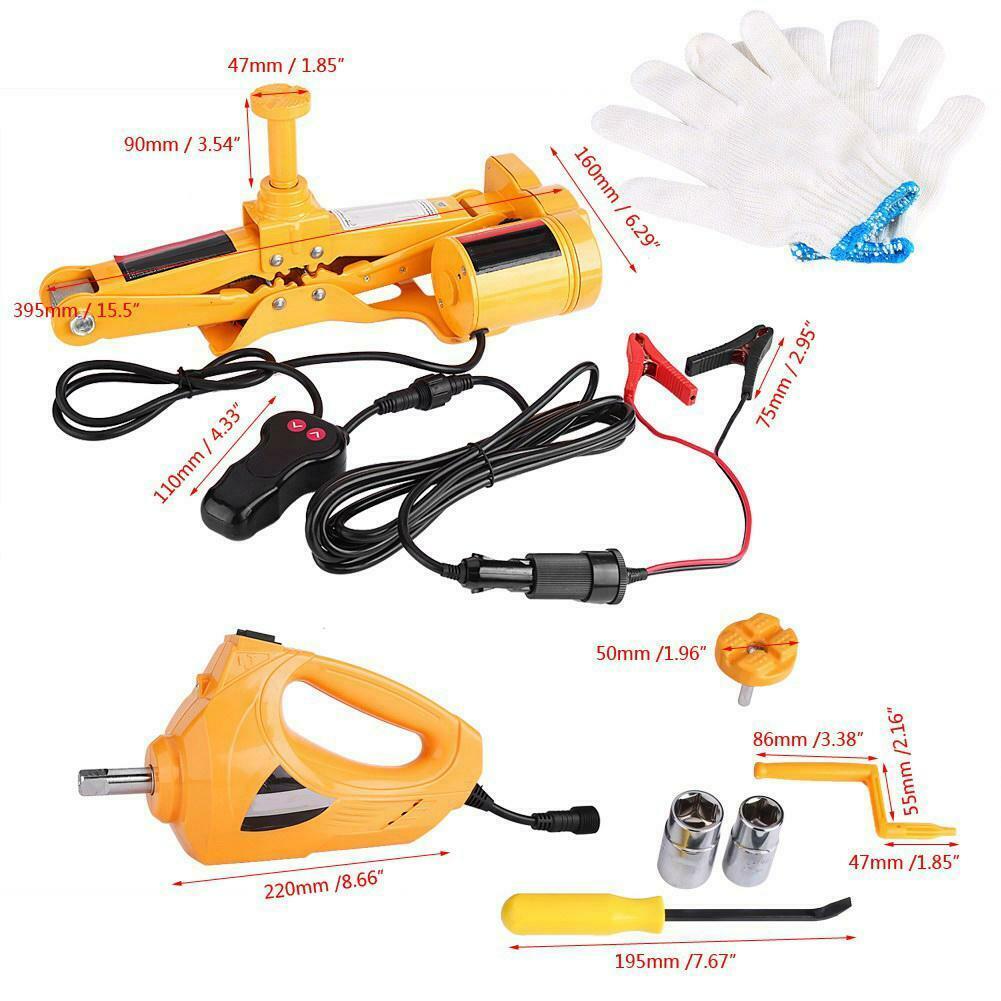 3Ton 12V DC Automotive Electric Jack Lifting Car SUV Emergency Equipment Impact