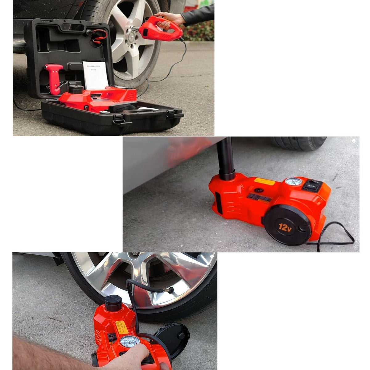 Electric Floor Jack Lift 5 Ton Car Jack w/ Impact Wrench 12V Tire LED Flashlight