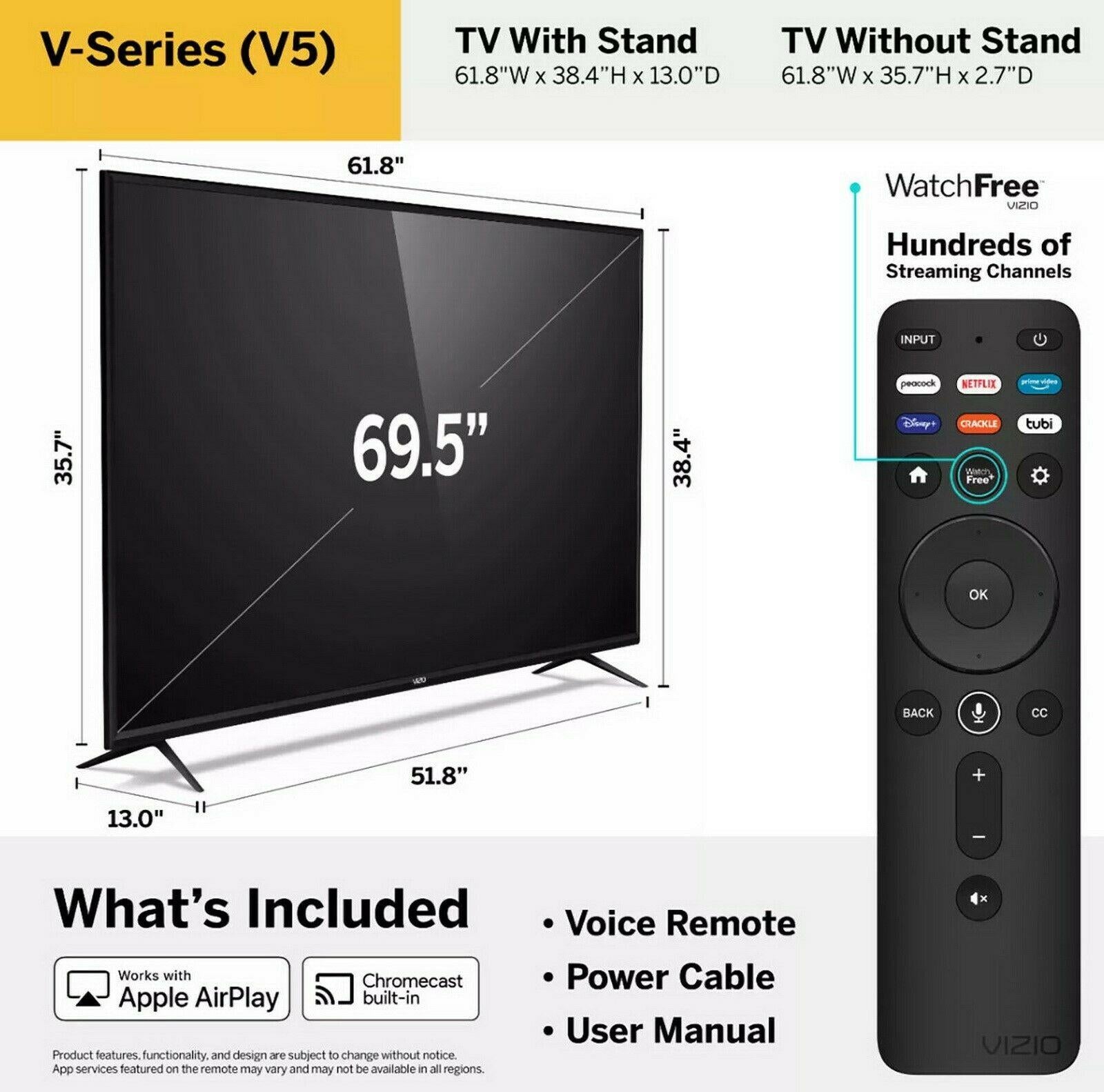 vizio 70" smart tv class 4k uhd led hdr smartcast v-series