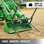 mophorn hay spears, 49inch hay bale spear, 3000lbs bale hay spike, 1.75inch wide spike fork tine, black coated hay spear attachment with sleeve and nut, 1 pair for tractors loaders buckets skid-steers