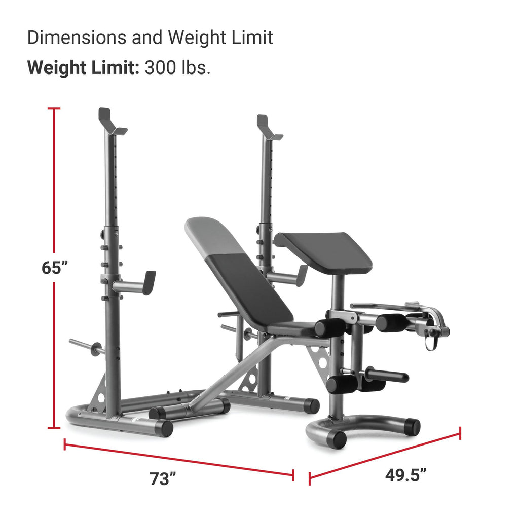 Weider XRS 20 Adjustable Weight Bench with Olympic Squat Rack and Preacher Pad, 610 Lbs. Weight Limit