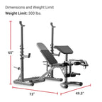 Weider XRS 20 Adjustable Weight Bench with Olympic Squat Rack and Preacher Pad, 610 Lbs. Weight Limit