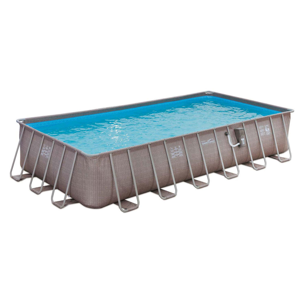 Summer Waves P42412523 Elite 24ft x 12ft x 52in Outdoor Rectangular Frame Above Ground Swimming Pool Set w/ Filter Pump, Cover,