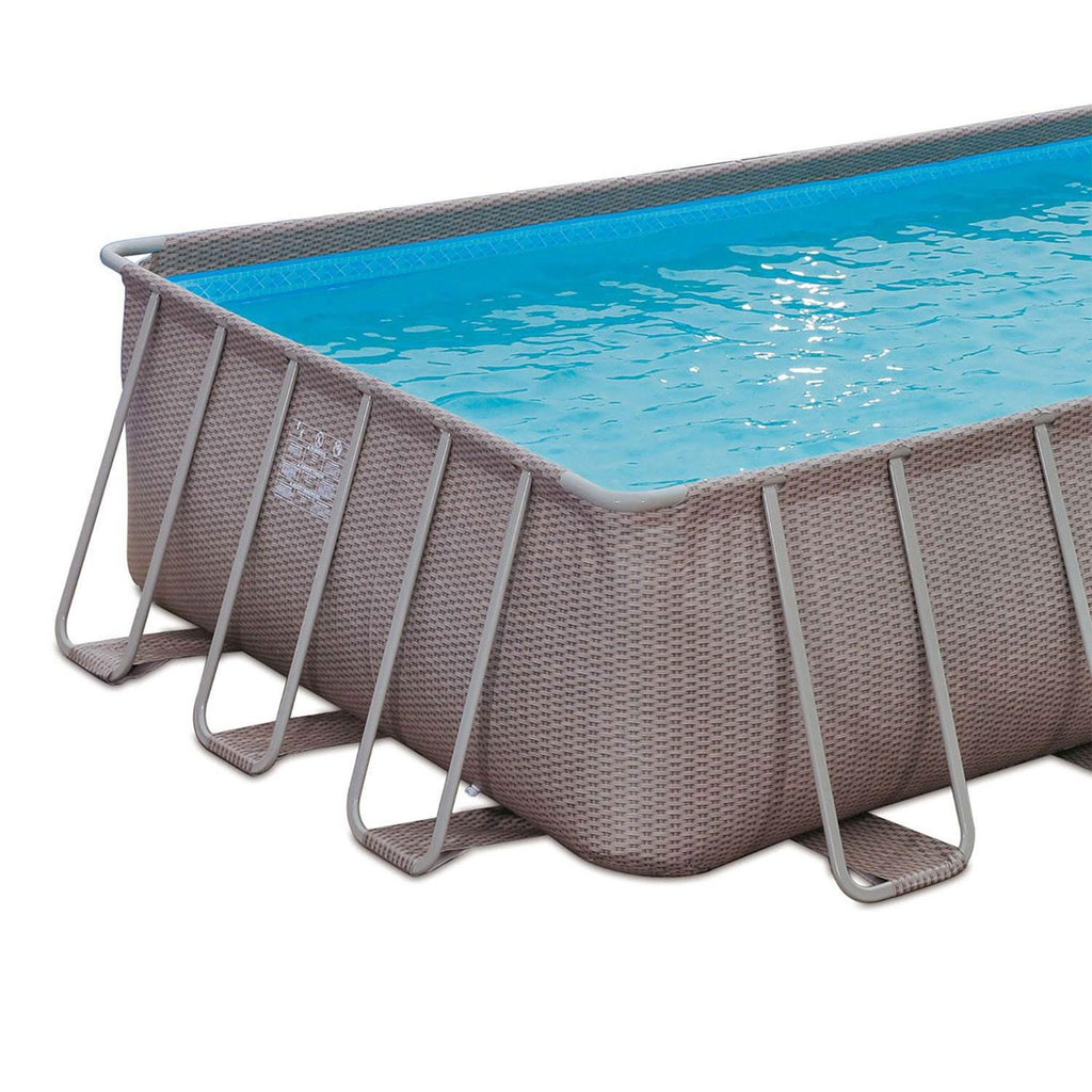 Summer Waves P42412523 Elite 24ft x 12ft x 52in Outdoor Rectangular Frame Above Ground Swimming Pool Set w/ Filter Pump, Cover,