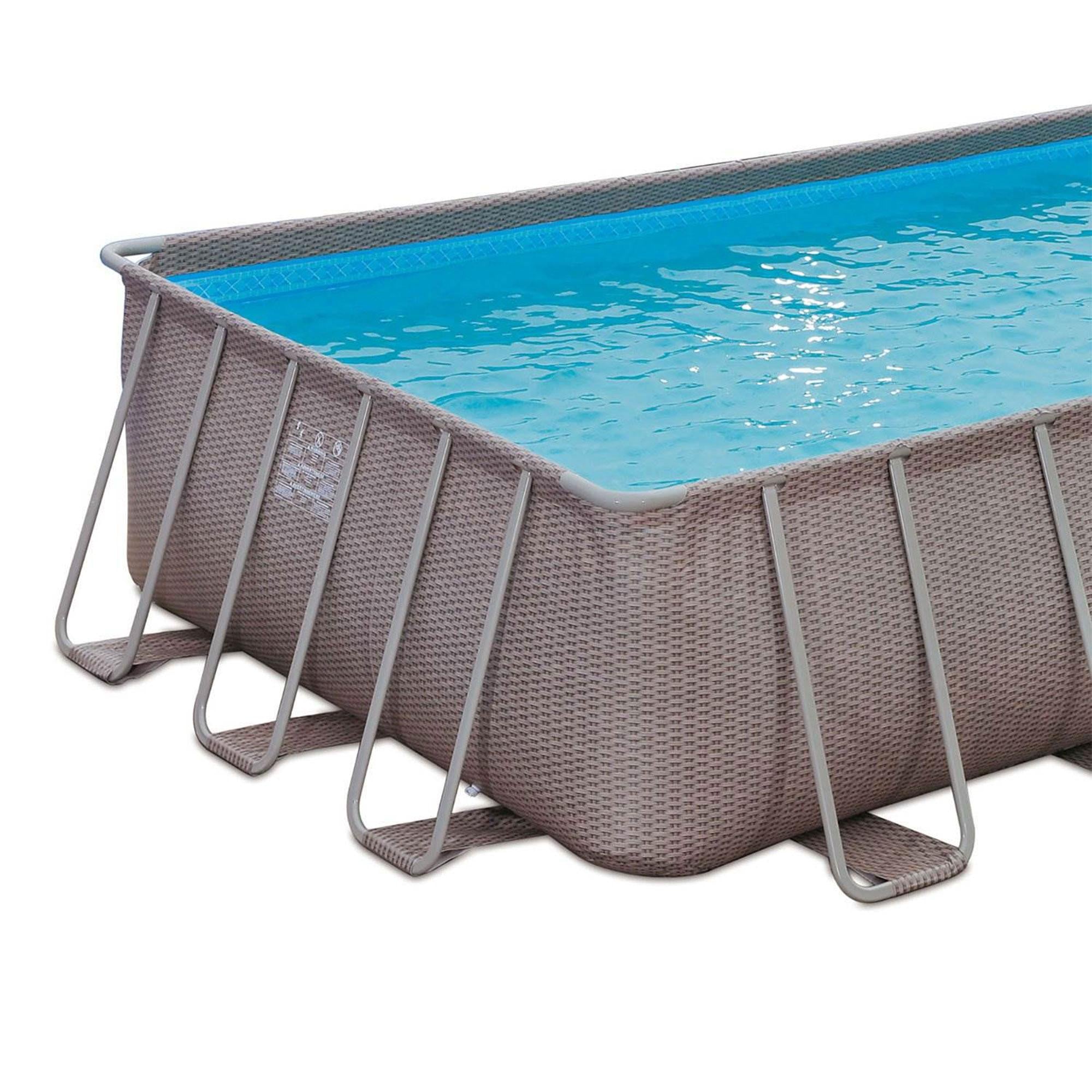 Summer Waves P42412523 Elite 24ft x 12ft x 52in Outdoor Rectangular Frame Above Ground Swimming Pool Set w/ Filter Pump, Cover,