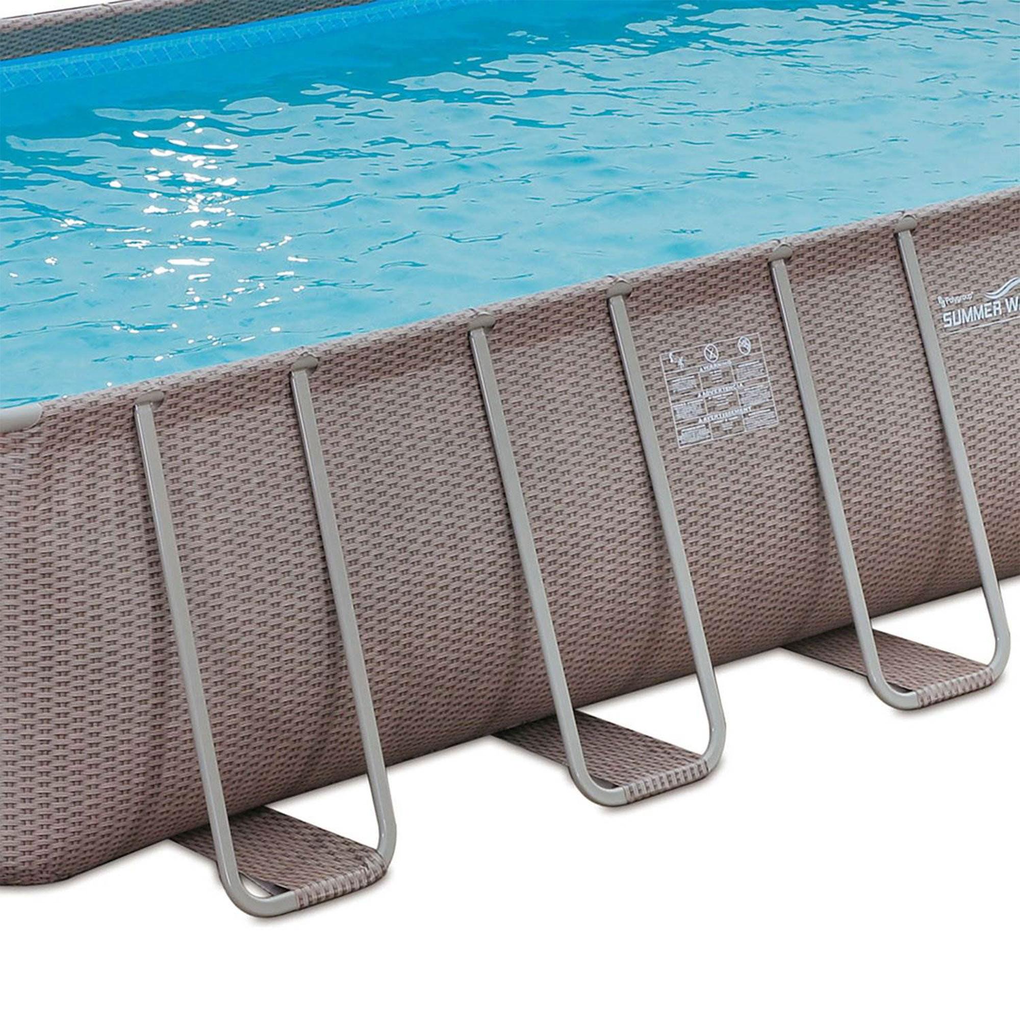 Summer Waves P42412523 Elite 24ft x 12ft x 52in Outdoor Rectangular Frame Above Ground Swimming Pool Set w/ Filter Pump, Cover,