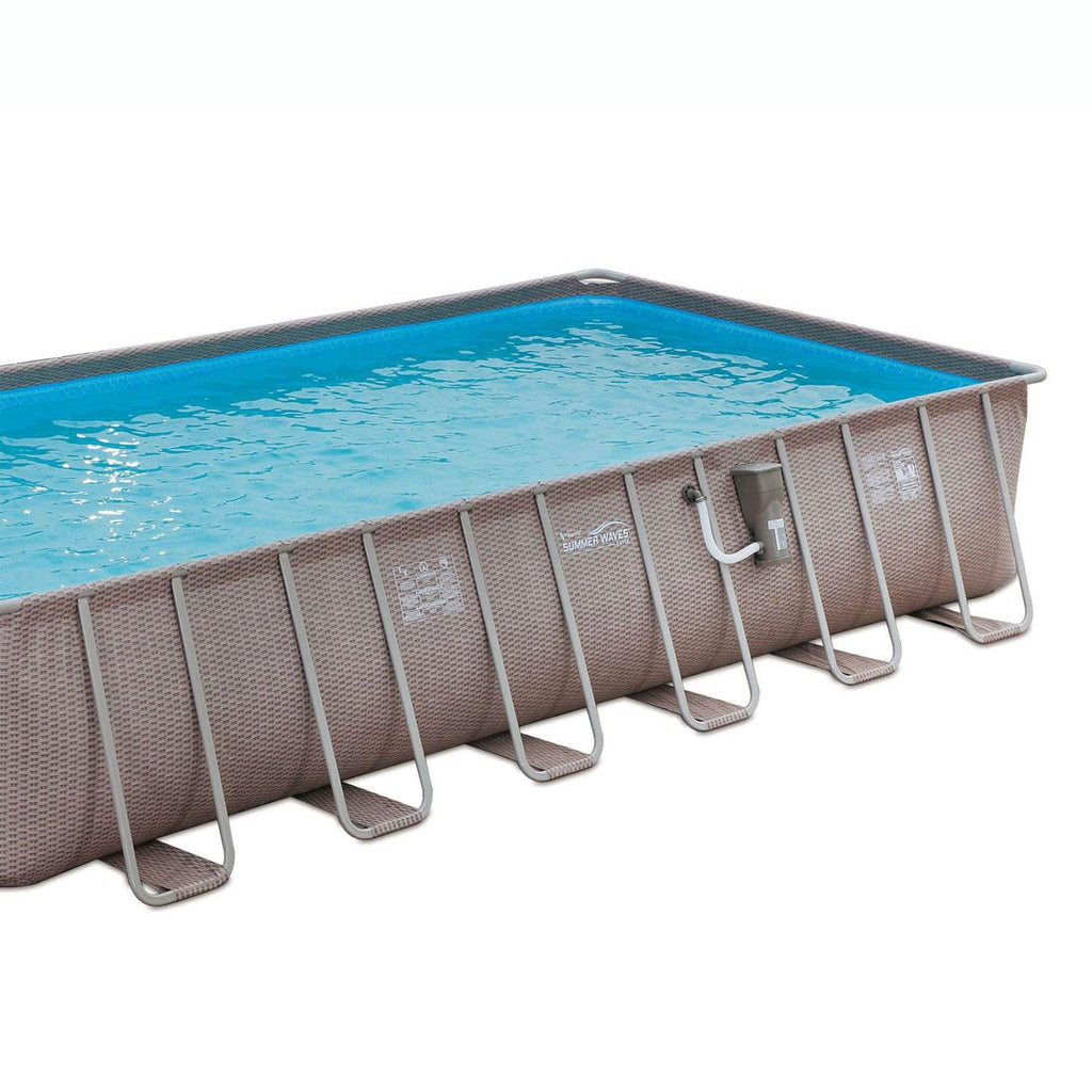 Summer Waves P42412523 Elite 24ft x 12ft x 52in Outdoor Rectangular Frame Above Ground Swimming Pool Set w/ Filter Pump, Cover,