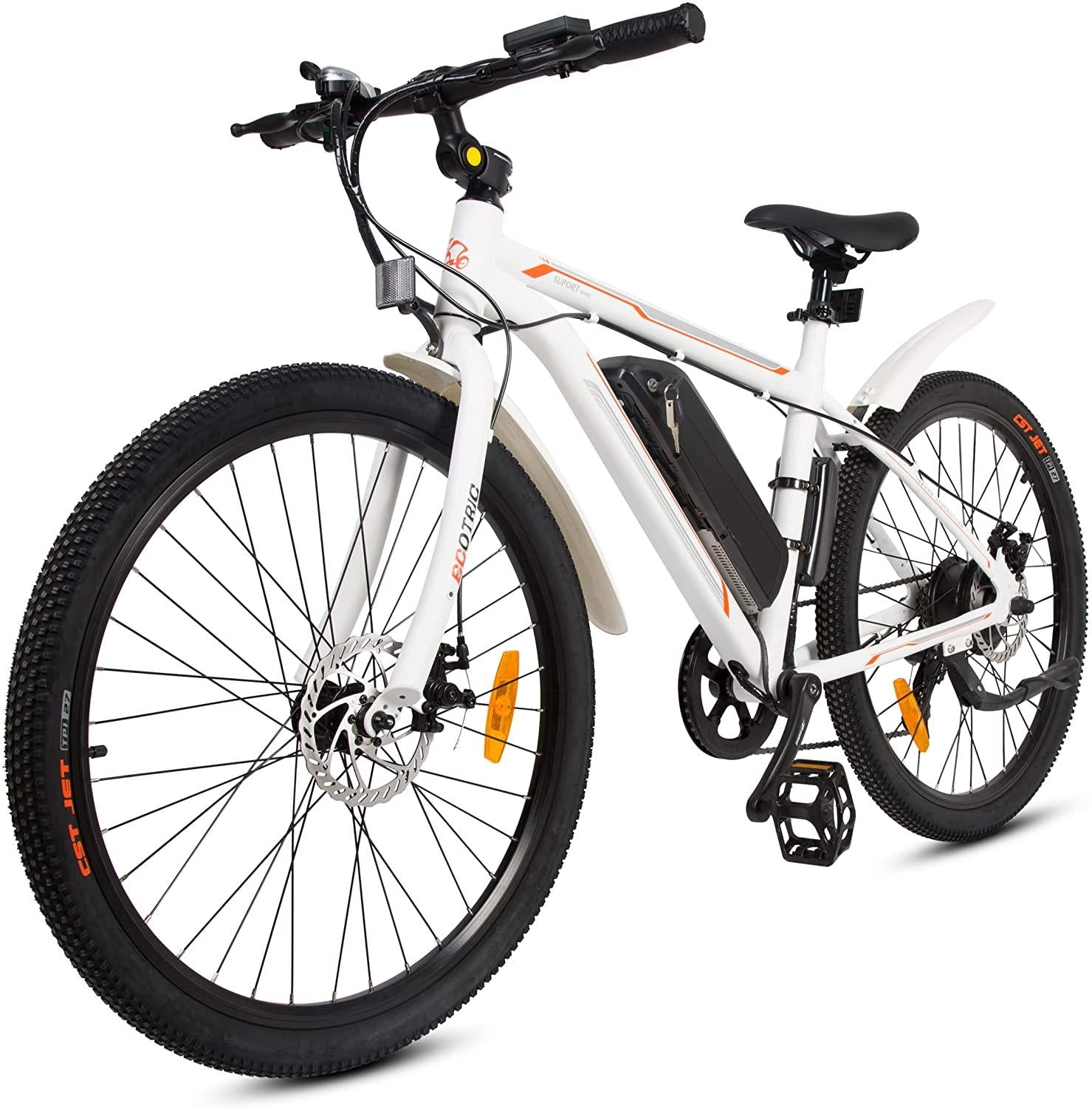 Electric Bike for Adults 26" White Ebike with 350W Motor, 20MPH Electric Mountain Bike with LED Display, Removable 36V/12.5Ah Battery,  7 Speed Gears, UL Certified E-Bike