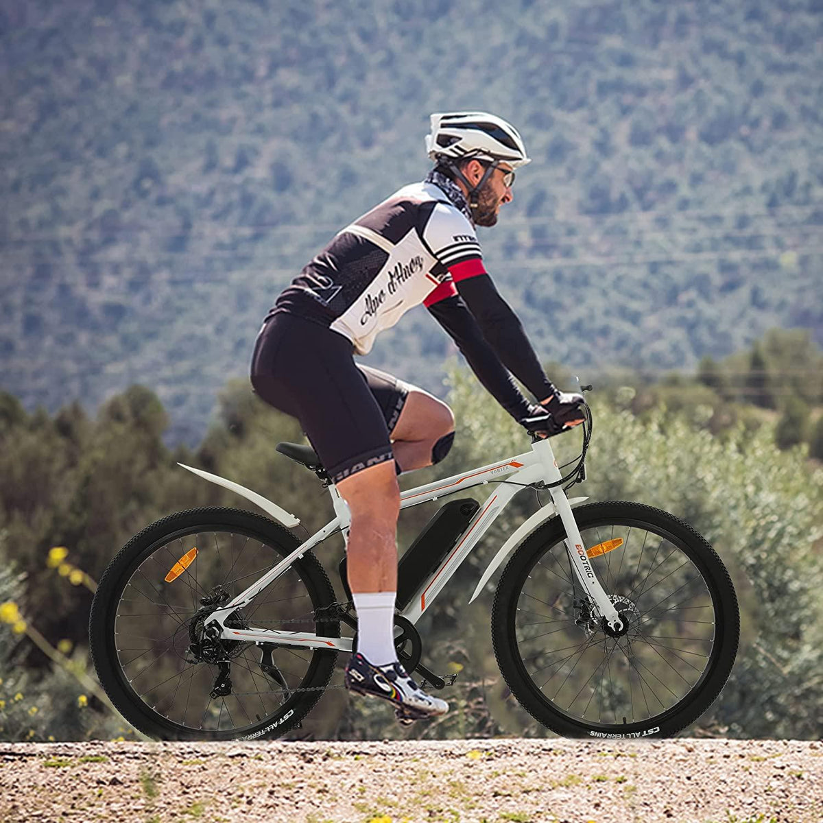 Electric Bike for Adults 26" White Ebike with 350W Motor, 20MPH Electric Mountain Bike with LED Display, Removable 36V/12.5Ah Battery,  7 Speed Gears, UL Certified E-Bike