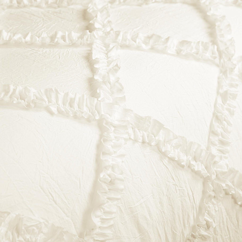 Lush Decor Ruffle Diamond Comforter, Full/Queen, Ivory, 3-Pc Set