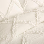 Lush Decor Ruffle Diamond Comforter, Full/Queen, Ivory, 3-Pc Set