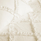Lush Decor Ruffle Diamond Comforter, Full/Queen, Ivory, 3-Pc Set
