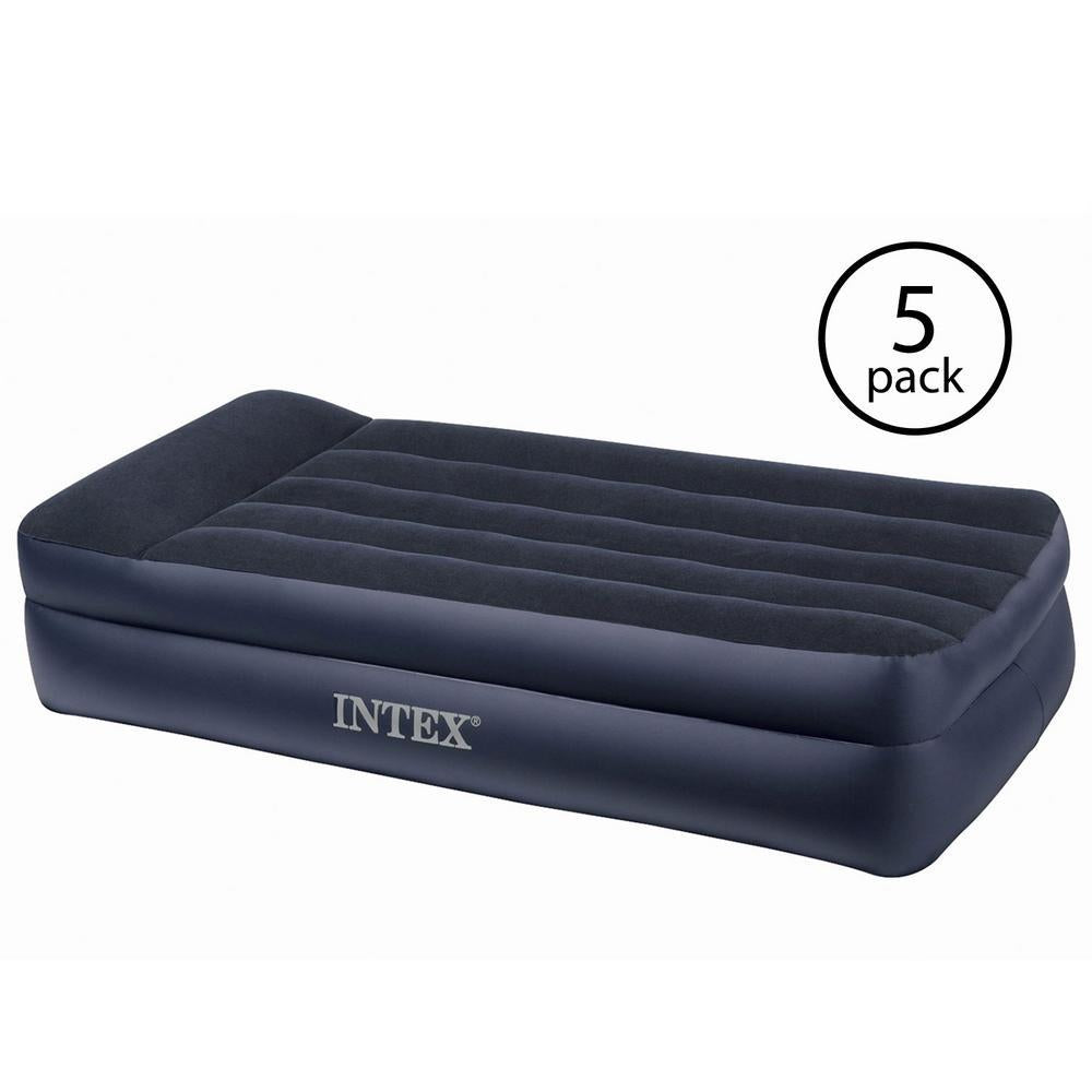 Twin Size Pillow Rest Raised Pillow Air Mattress with -In Pump (5-Pack)