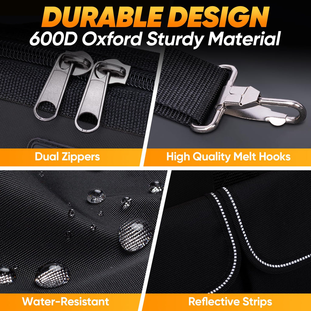 Heavy Duty Tool Bag with Multi-Pockets, Portable Tool Box Organizer StoraBag, with Adjustable Shoulder Strap and Ergonomic Handle (Black, 12" Standard Base)