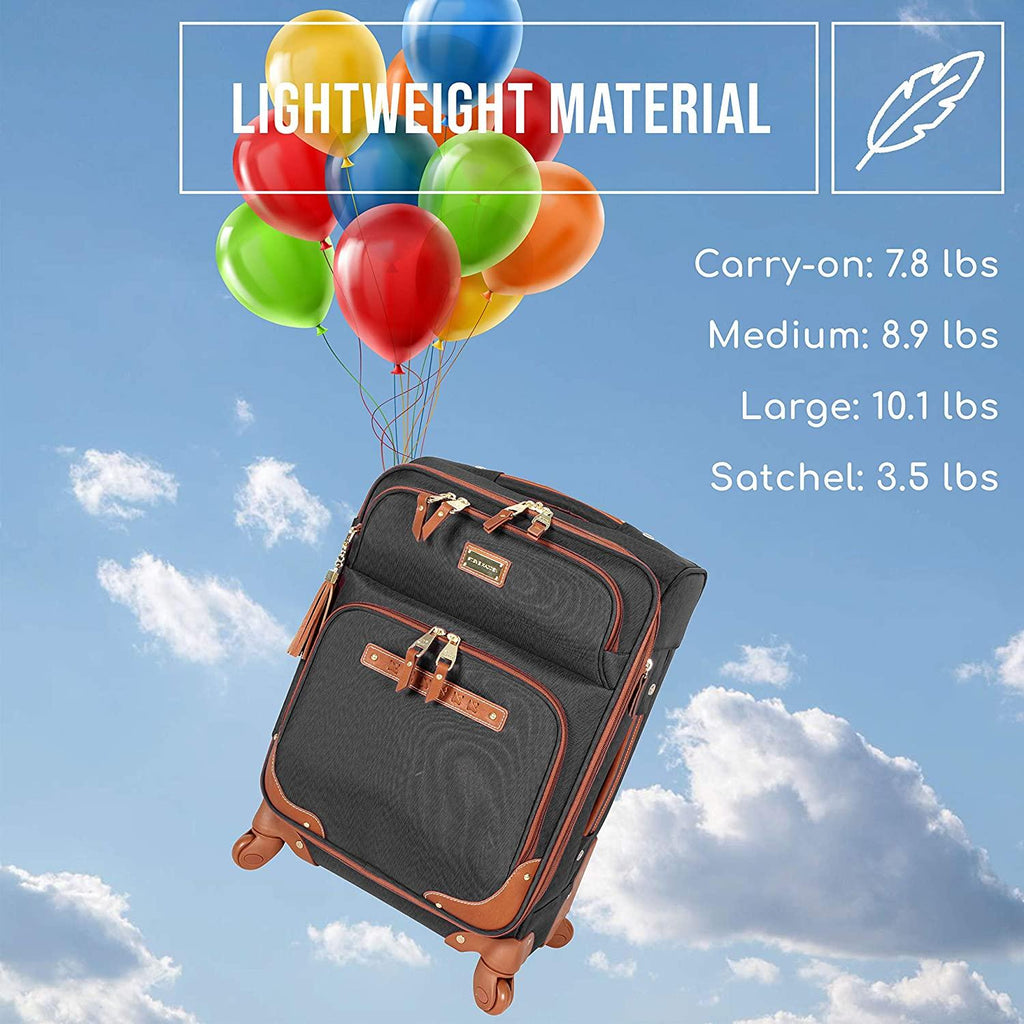 er Luggage Collection - Expandable 28 Inch Softside Bag for Men &amp; Women - Durable Lightweight Checked Suitcase with 4-Rolling Spinner Wheels (28in, Global Black)
