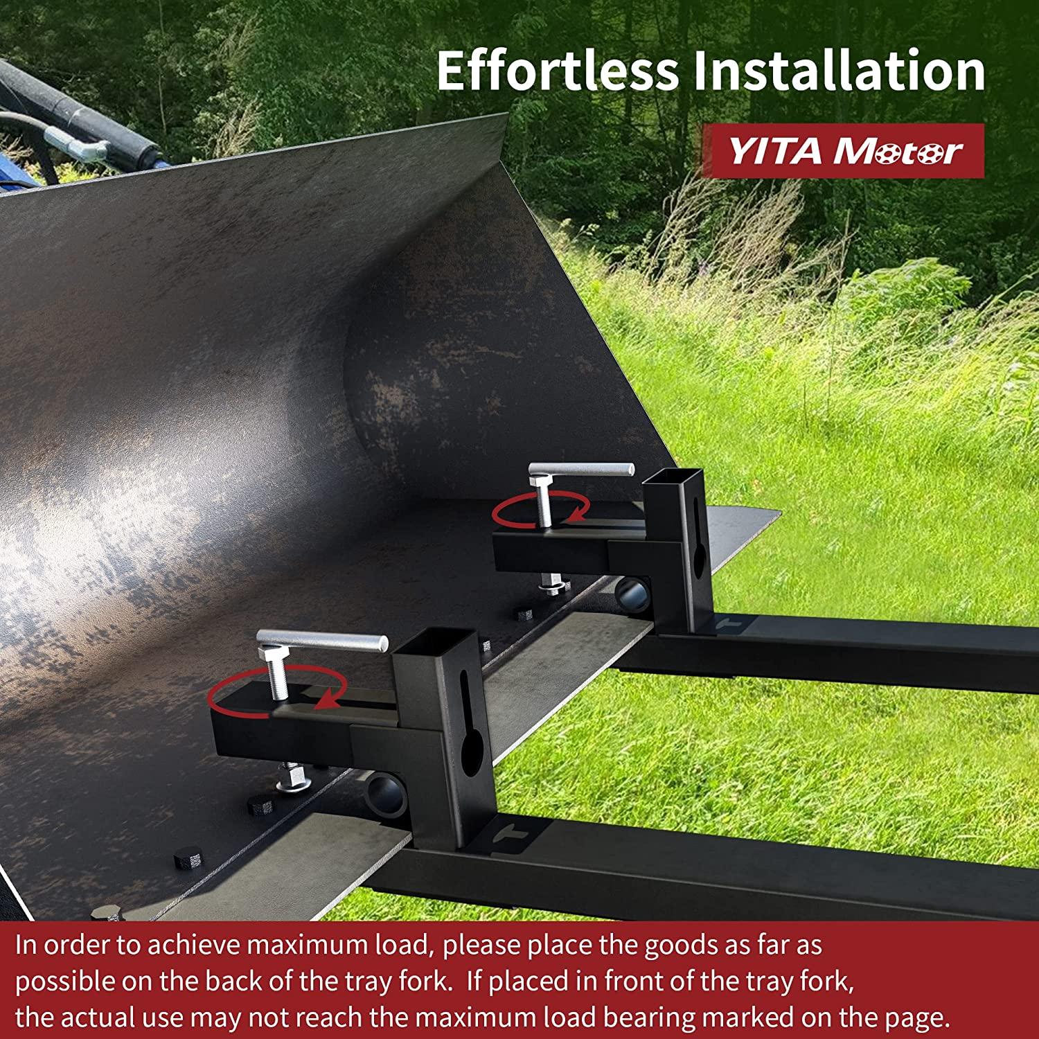 yitamotor 43" clamp on pallet forks 30" 1500lbs light duty forks for tractor loader bucket
