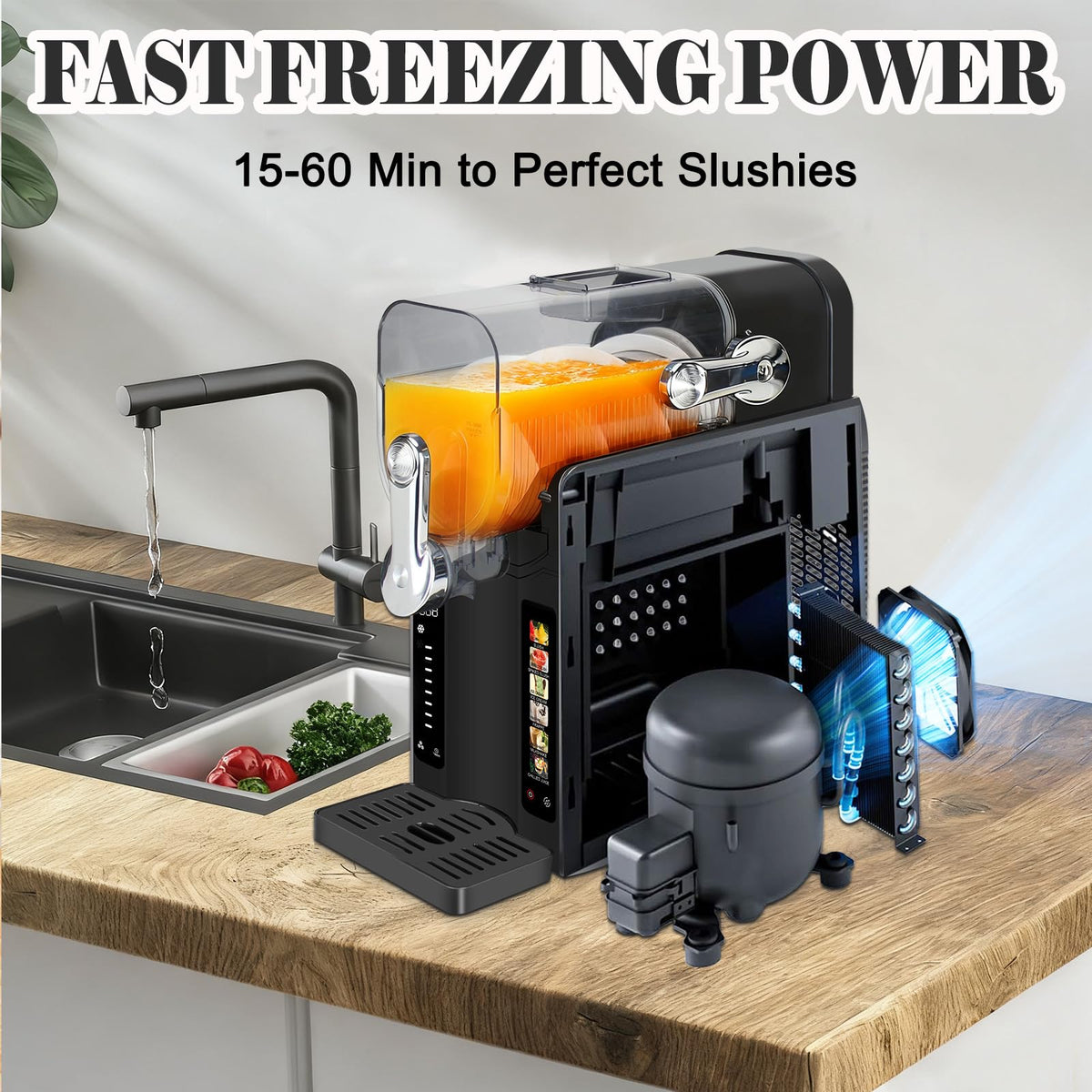 Slushie Machine for Home - 88oz Frozen Drink Maker Slushy Maker & Soft Ice Cream Maker, 6 Preset Programs| Slushie, Cocktails, Frappés, Ice Cream, Smoothies, Milkshakes (Screen Version）