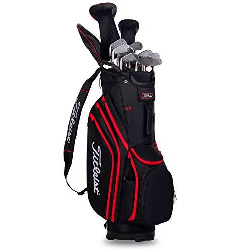 Titleist Cart 14 Lightweight Golf Bag, Black/Black/Red