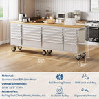 96 inch Tool Chest, Tool Box Mobile 24 Drawers StoraRolling Cabinet with Wheels Lock Key LocSystem Drawer Liners for GaraWarehouse Repair Shop