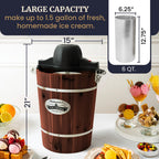 EIM949 Old Fashioned 6 Quart  Walnut Bucket, Electric Ice Cream Maker Machine Appalachian, Uses Ice and Rock Salt