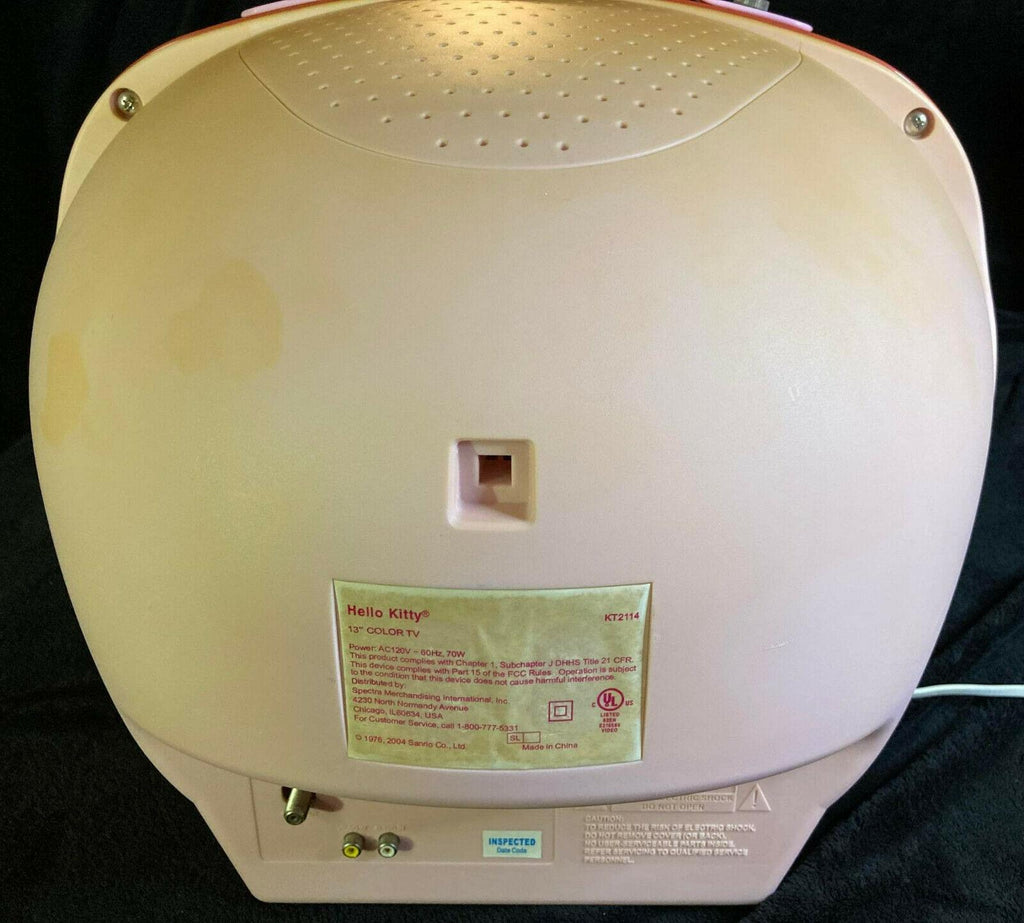 hello kitty  sanrio pink 13" vintage retro crt tv kt2114 a++ dvd clock radio