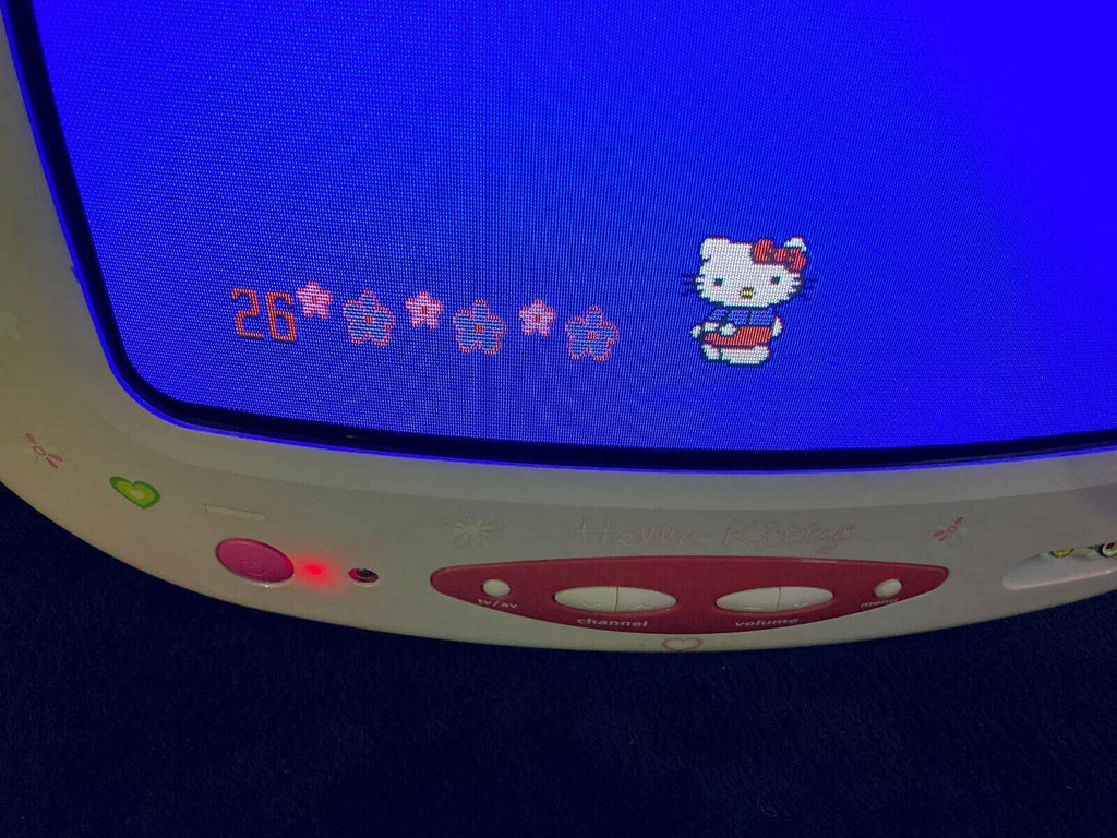 hello kitty  sanrio pink 13" vintage retro crt tv kt2114 a++ dvd clock radio