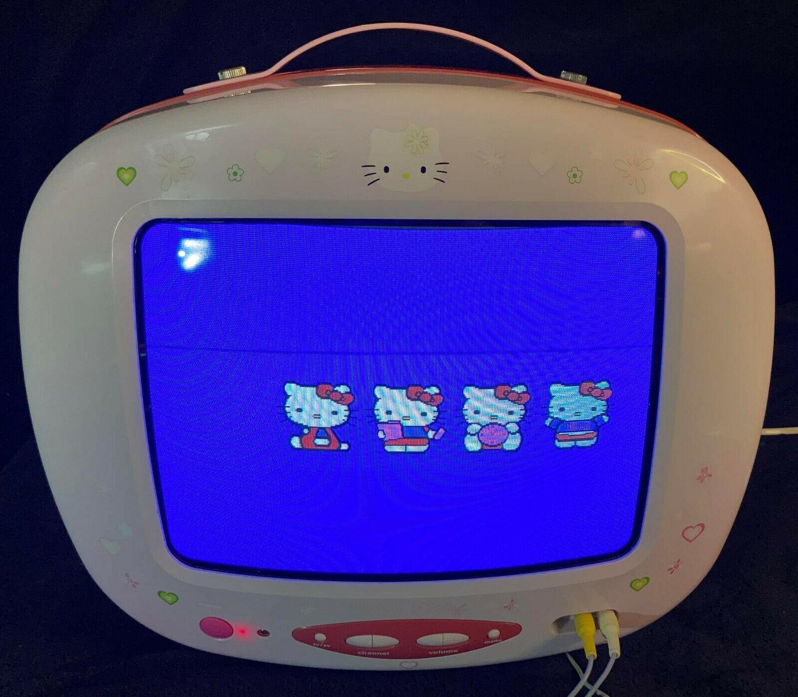 hello kitty  sanrio pink 13" vintage retro crt tv kt2114 a++ dvd clock radio