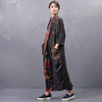 Art Print Silk Asymmetrical Maxi Long Sleeve Dress