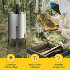creworks electric honey extractor, honey extractor separator bee frame spinner, honeycomb bee frame spinner, ss motorized honey extractor beekeeping equipment spinner drum with stand