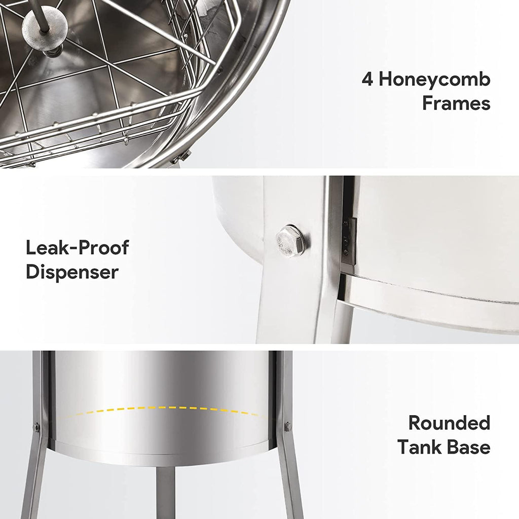 creworks electric honey extractor, honey extractor separator bee frame spinner, honeycomb bee frame spinner, ss motorized honey extractor beekeeping equipment spinner drum with stand