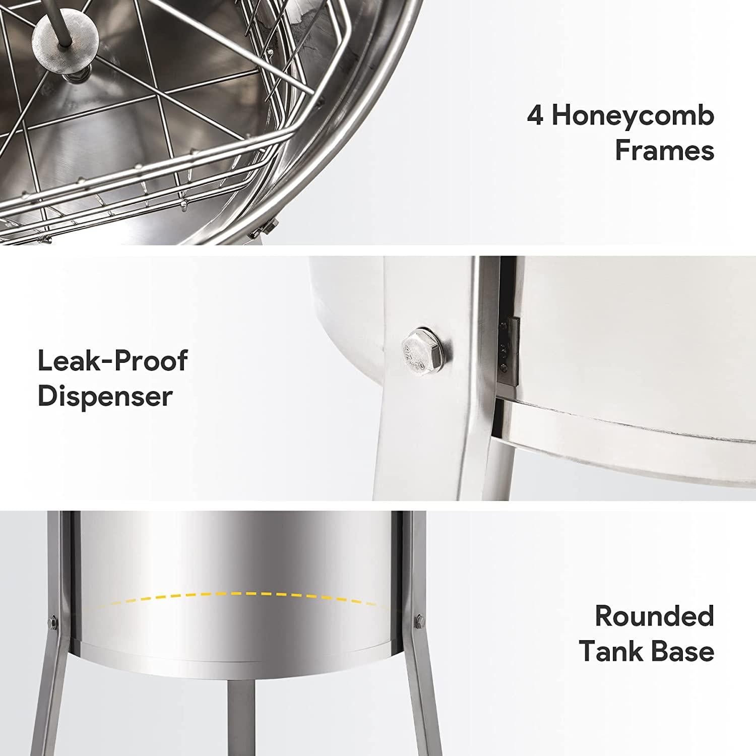 creworks electric honey extractor, honey extractor separator bee frame spinner, honeycomb bee frame spinner, ss motorized honey extractor beekeeping equipment spinner drum with stand