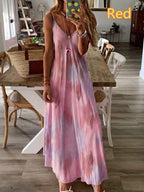 Sleeveless tie-dye printed long dress