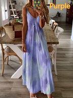 Sleeveless tie-dye printed long dress