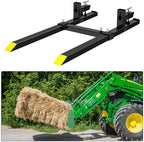 firstgo-tech 60'' clamp on pallet forks 4000lbs heavy duty front loader pallet forks with 24.8'' to 40.2'' w adjustable stabilizer, fork attachment for skid steer,loader bucket