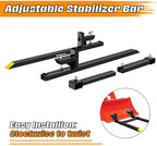 firstgo-tech 60'' clamp on pallet forks 4000lbs heavy duty front loader pallet forks with 24.8'' to 40.2'' w adjustable stabilizer, fork attachment for skid steer,loader bucket