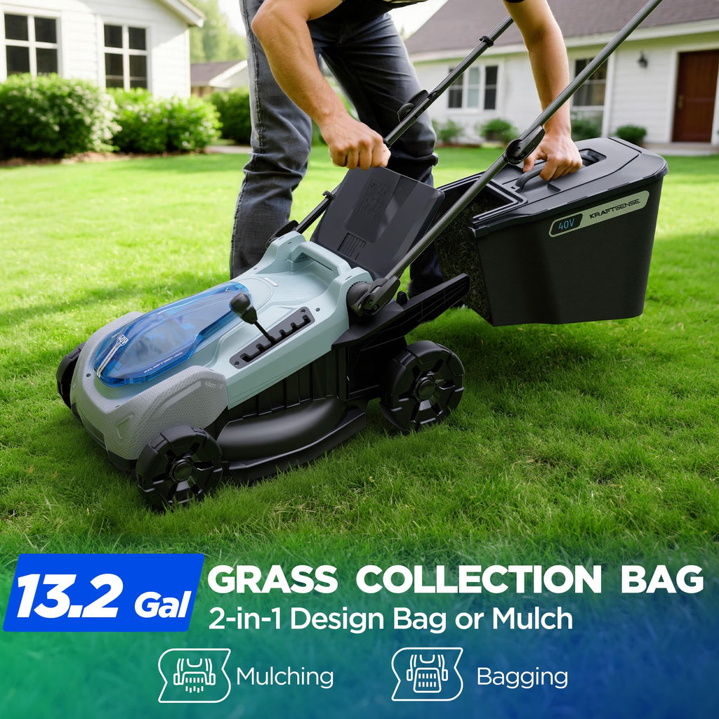 18-Inch Electric Lawn Mower, 40V Brushless Cordless Push Mower with 4.0Ah Battery &amp; Charger, 2-in-1 Mulching/Bagging, 6-Position Height for Small to Medium Yards