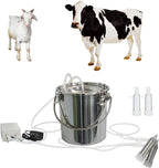 tehongmai electric milking machine for cow goat, 7l vacuum pulsation pump milker, automatic portable livestock milking equipment with 2 teat cups stainless steel bucket