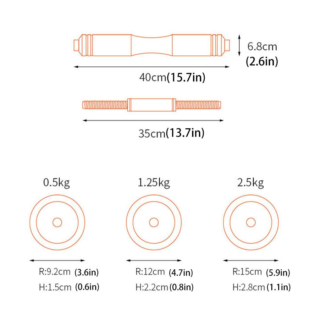 1 Set Fitness Dumbbells Household Detachable Electroplated Dumbbell Kit Barbell Household Dumbbell Barbell Fitness Dumbbell for Men and Women (30KG Box PacOranRubber Ring)