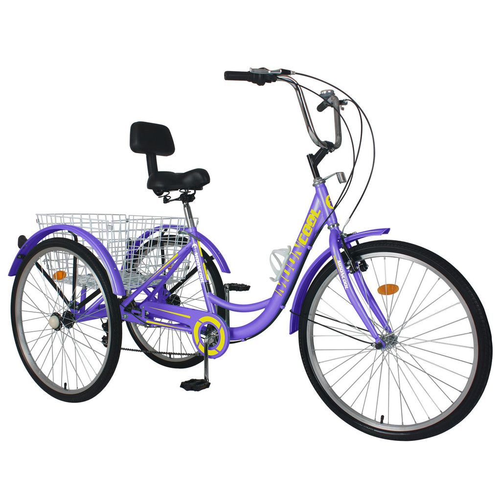 20/24/26 inch 3 Wheel Cargo Bike 7 Speed Trikes, Adult Tricycles for Seniors with Big Basket, Exercise Men's Women's Cruiser Bike
