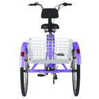 20/24/26 inch 3 Wheel Cargo Bike 7 Speed Trikes, Adult Tricycles for Seniors with Big Basket, Exercise Men's Women's Cruiser Bike