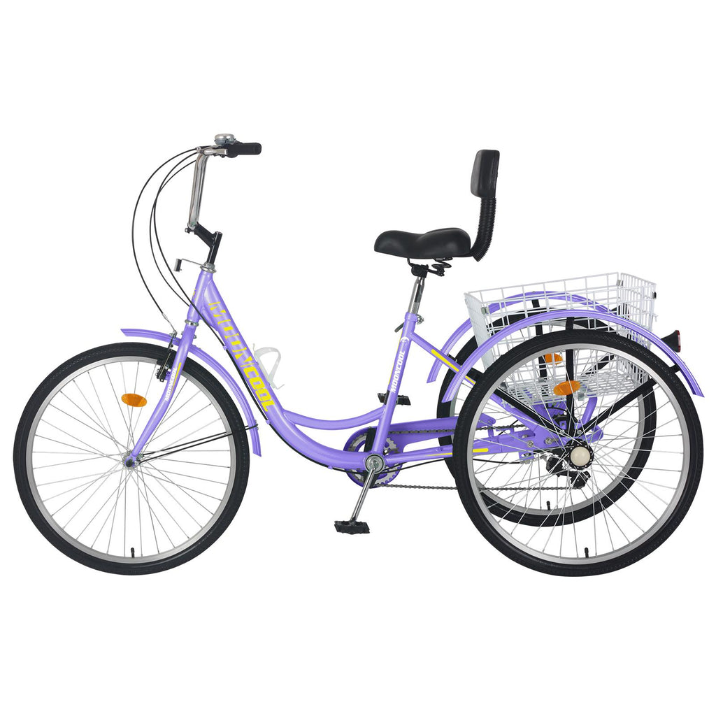 20/24/26 inch 3 Wheel Cargo Bike 7 Speed Trikes, Adult Tricycles for Seniors with Big Basket, Exercise Men's Women's Cruiser Bike