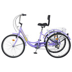 20/24/26 inch 3 Wheel Cargo Bike 7 Speed Trikes, Adult Tricycles for Seniors with Big Basket, Exercise Men's Women's Cruiser Bike