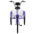 20/24/26 inch 3 Wheel Cargo Bike 7 Speed Trikes, Adult Tricycles for Seniors with Big Basket, Exercise Men's Women's Cruiser Bike